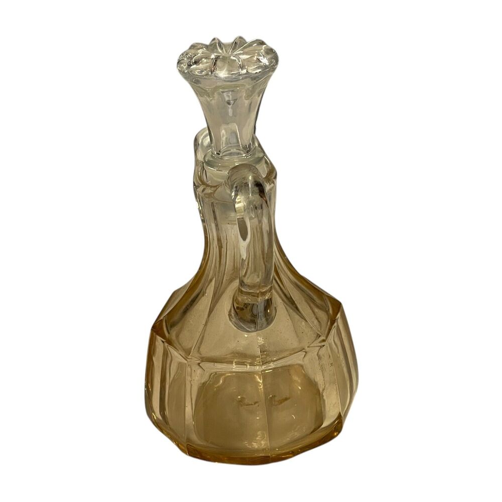 Vtg Brown Heavy Glass Decorative Serveware Handle Cruet with Stopper 6.5" Tall - Picture 4 of 8